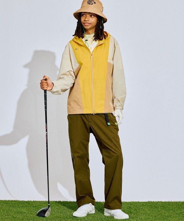 PW CIRCULUS 【撥水加工/ストレッチ】サイドストライプ ワイドパンツ ゴルフ カーキ系