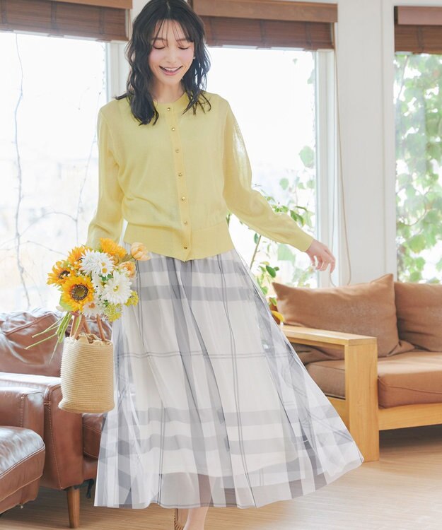 Tiaclasse 麻タッチカーディガン イエロー