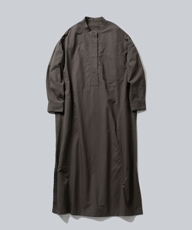 WHITE MAILS COTTON PAPER DUMP BAND COLLAR OVERSIZED シャツドレス カーキ