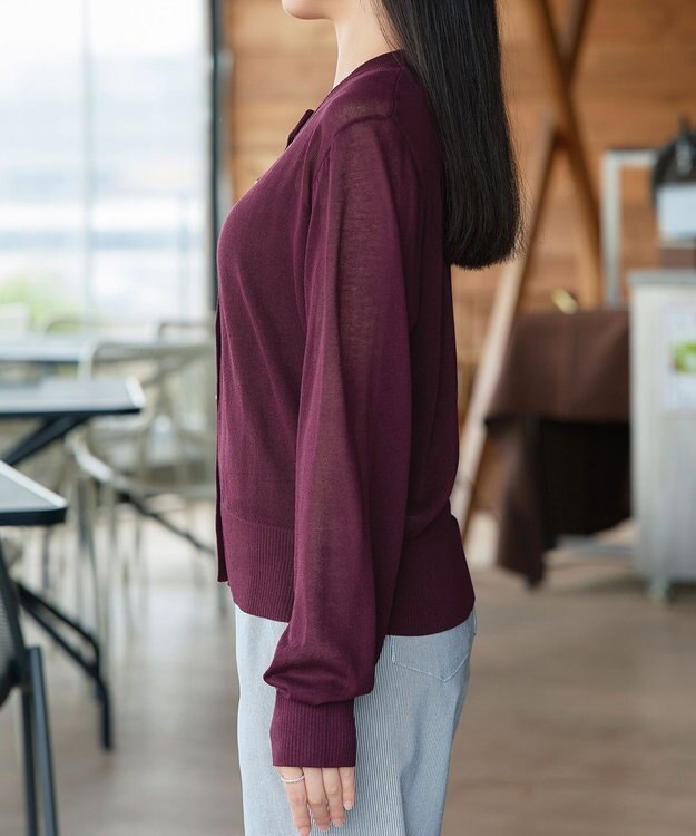 Tiaclasse 麻タッチカーディガン ボルドー