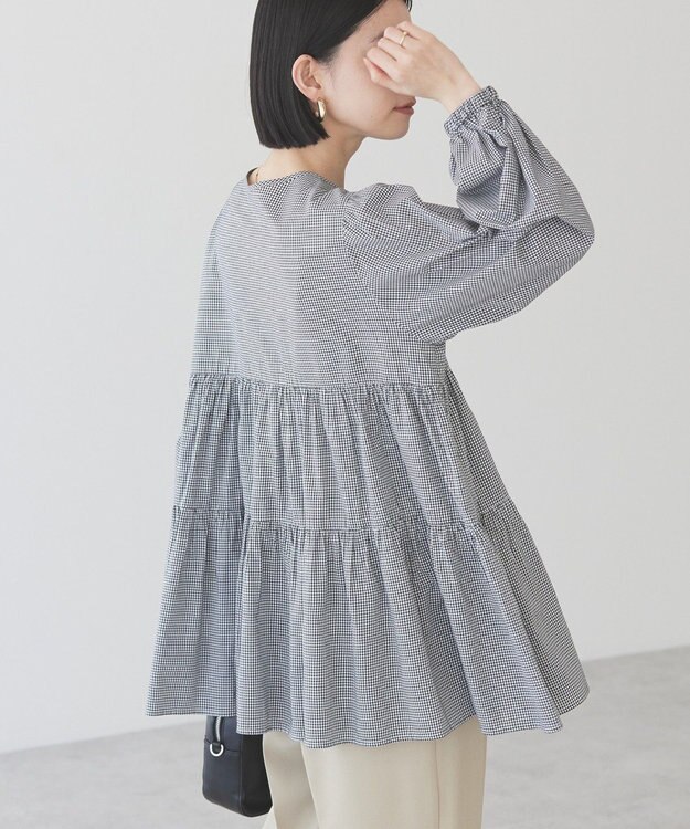 AMERICAN HOLIC ティアードギャザーブラウス Gingham Check
