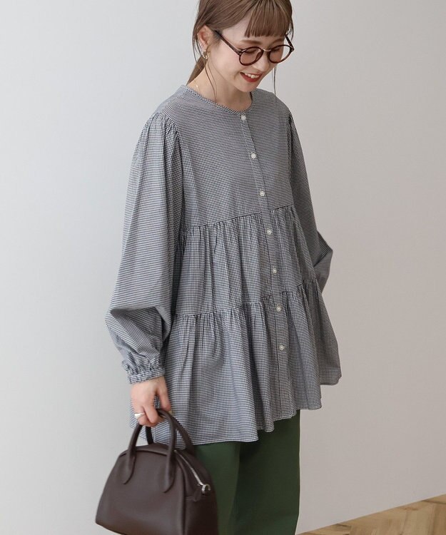 AMERICAN HOLIC ティアードギャザーブラウス Gingham Check