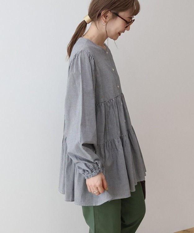 AMERICAN HOLIC ティアードギャザーブラウス Gingham Check