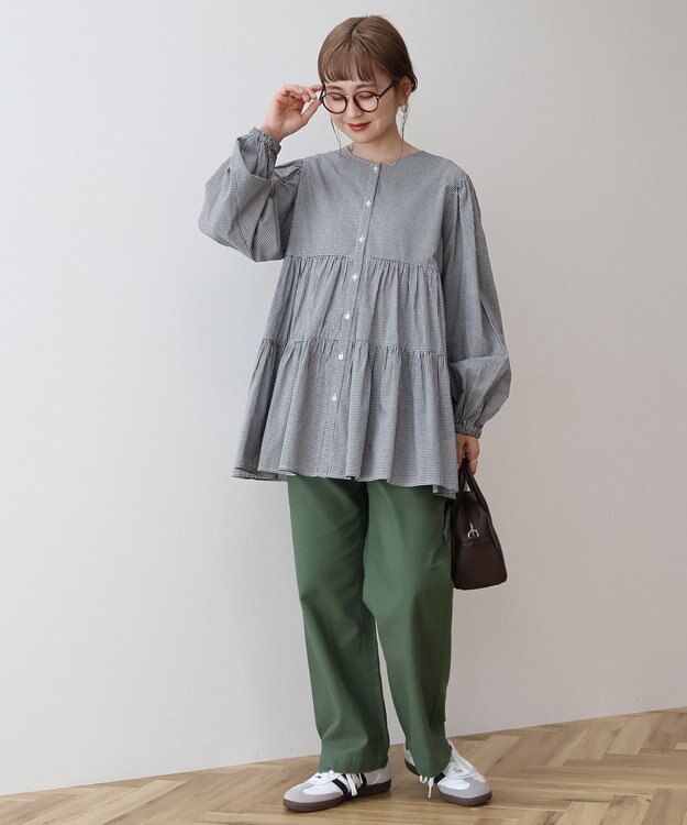 AMERICAN HOLIC ティアードギャザーブラウス Gingham Check