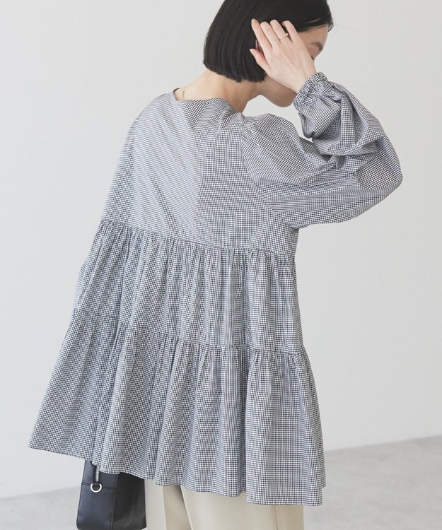 AMERICAN HOLIC ティアードギャザーブラウス Gingham Check