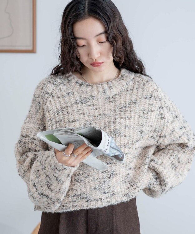 WEGO ミックスブークレ2WAYカーディガン ベージュ