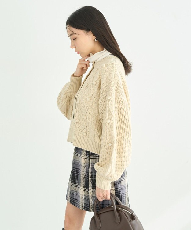 earth music&ecology ポップコーンケーブルカーディガン Ivory