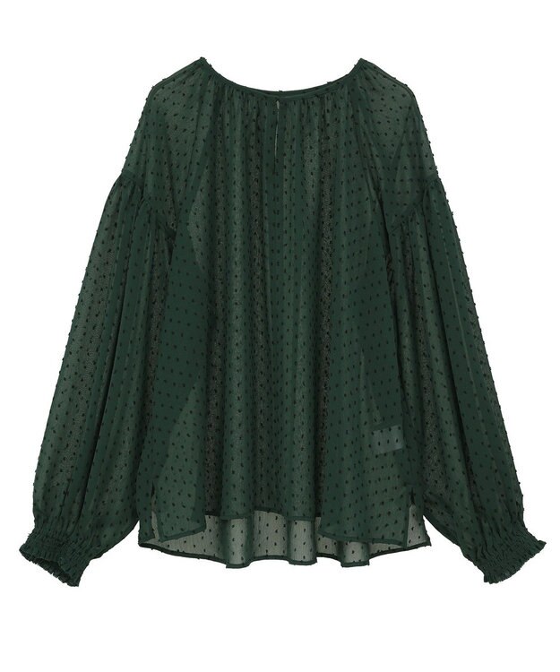 YECCA VECCA シアードットジャガードブラウス Green