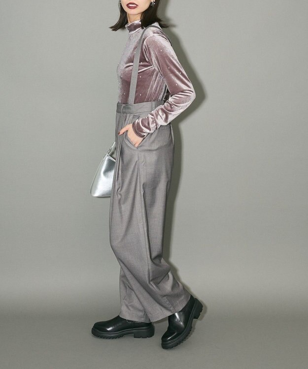 Green Parks ラインストーンハイネックトップス Gray