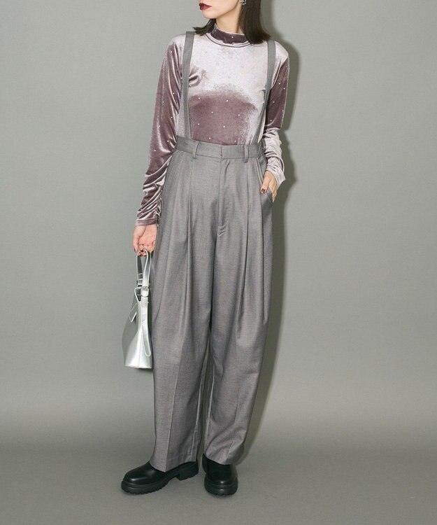 Green Parks ラインストーンハイネックトップス Gray