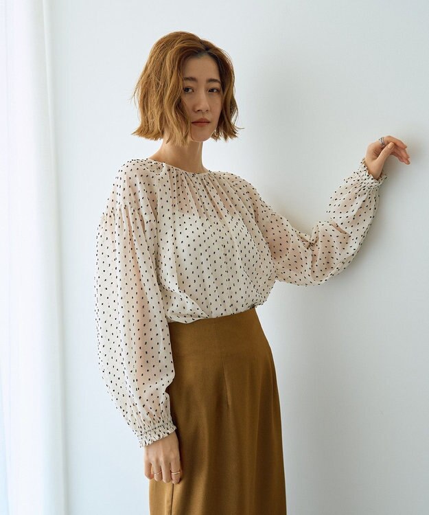 YECCA VECCA シアードットジャガードブラウス Ivory