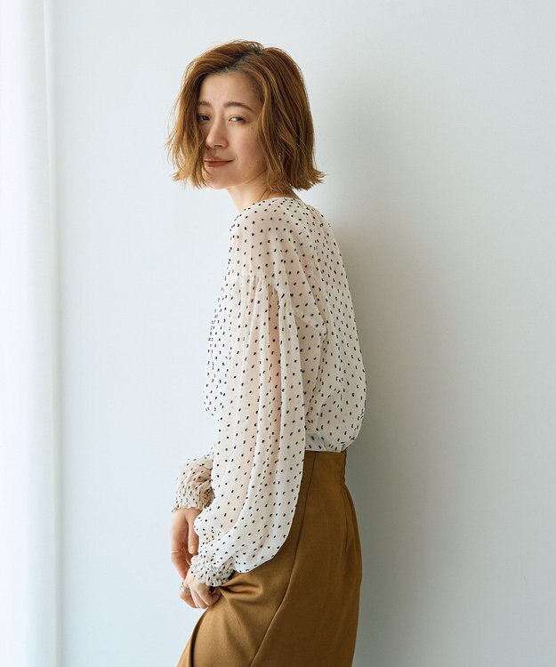 YECCA VECCA シアードットジャガードブラウス Ivory