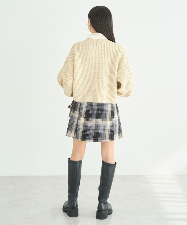 earth music&ecology ポップコーンケーブルカーディガン Ivory