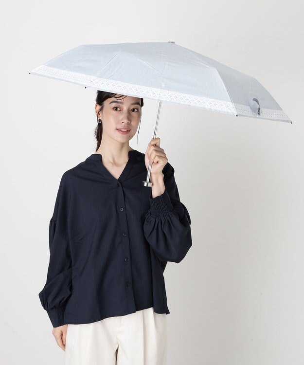 MOONBAT 【WEB限定/ 遮光率100％/遮熱/UV】POLO RALPH LAUREN（ポロ ラルフローレン）晴雨兼用日傘 ワンポイント ポロポニー レース 折りたたみ傘 グレー