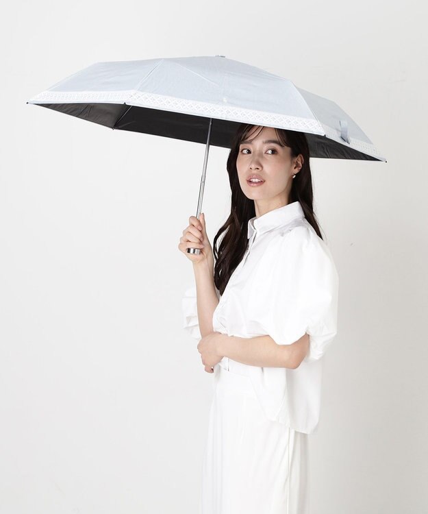 MOONBAT 【WEB限定/ 遮光率100％/遮熱/UV】POLO RALPH LAUREN（ポロ ラルフローレン）晴雨兼用日傘 ワンポイント ポロポニー レース 折りたたみ傘 グレー