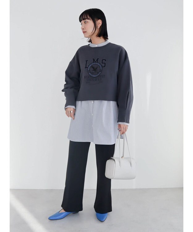 Green Parks クロップド丈ロゴプルオーバー Gray