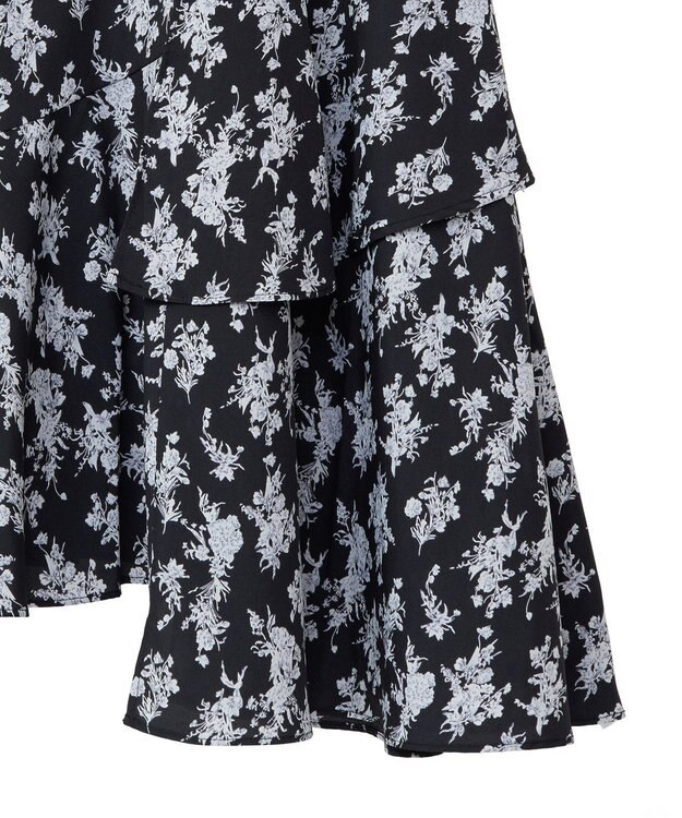 earth music&ecology フラワーアシメティアードスカート Black