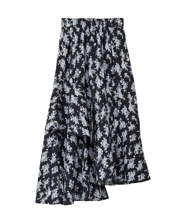 earth music&ecology フラワーアシメティアードスカート Black