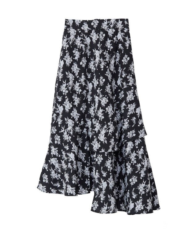 earth music&ecology フラワーアシメティアードスカート Black