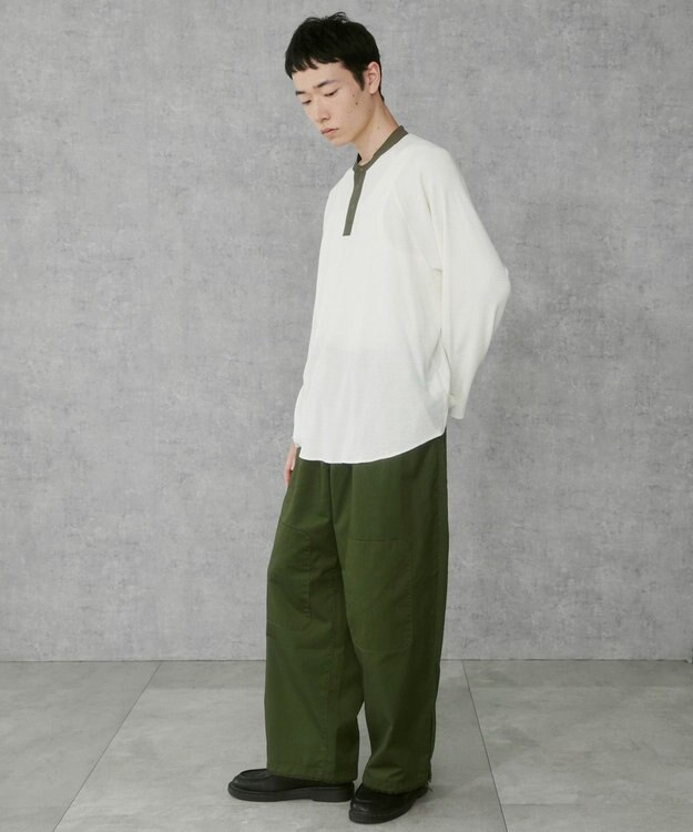 WEGO 【ユニセックス着用ITEM】ラグランヘンリーネックT オフホワイト