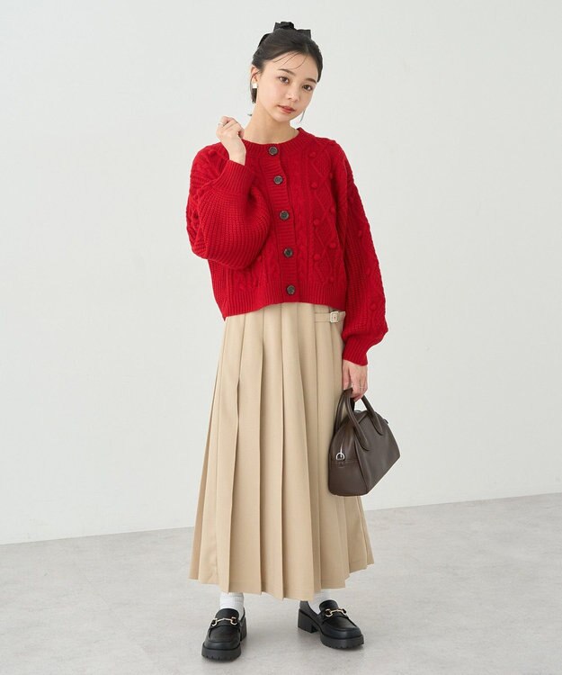 earth music&ecology ポップコーンケーブルカーディガン Red