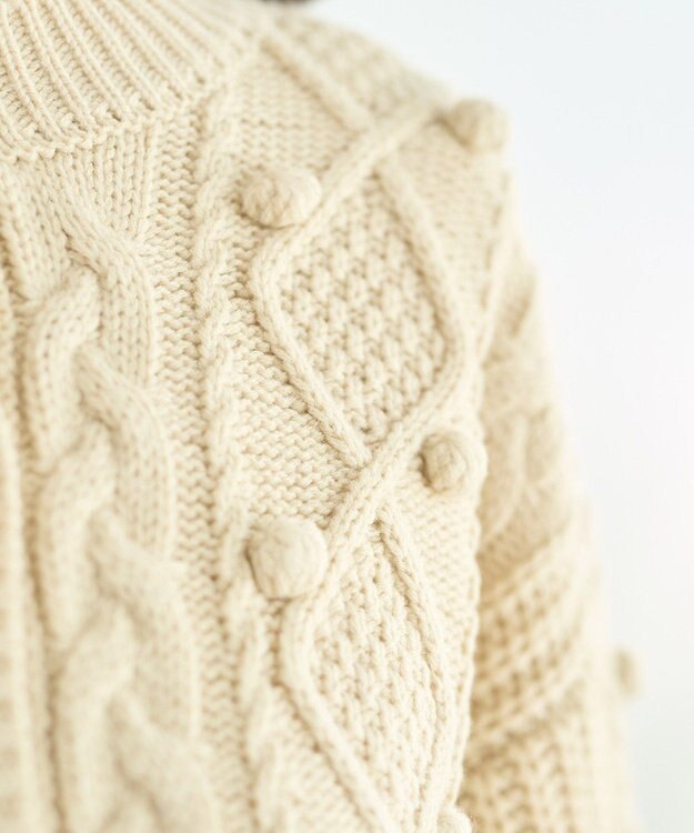 earth music&ecology ポップコーンケーブルカーディガン Ivory