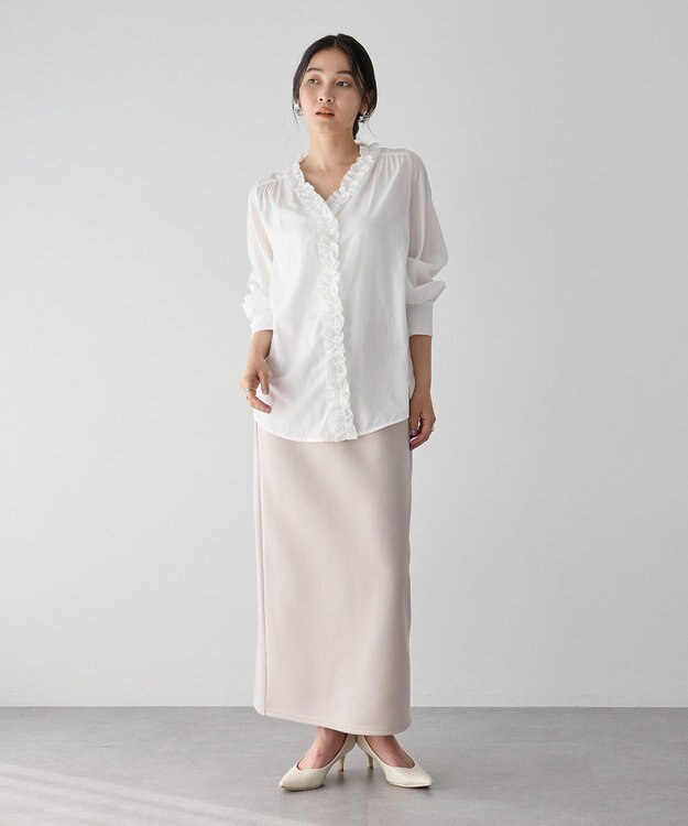 YECCA VECCA ダンボールニットナロースカート Beige