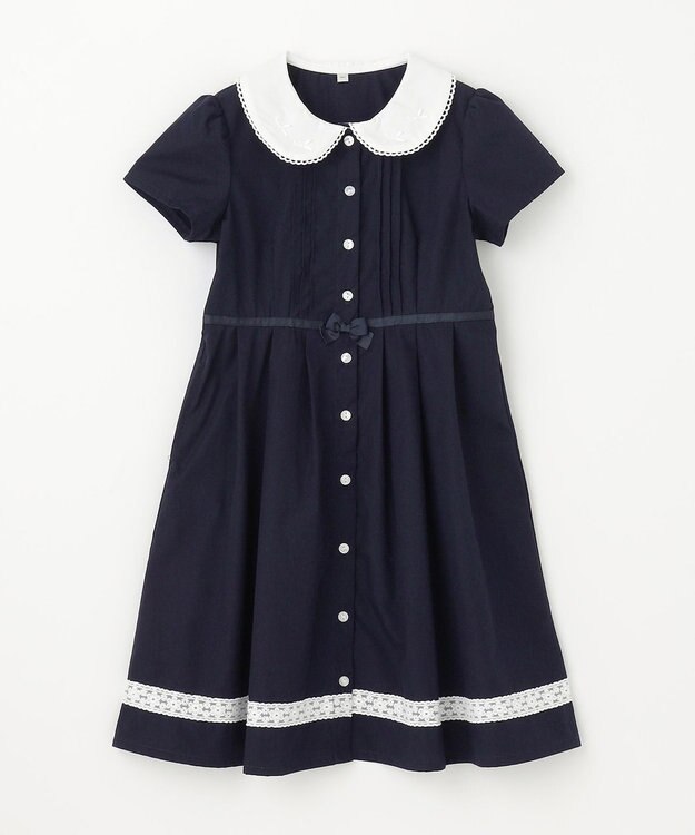 ANY KIDS 襟付き 半袖 ワンピース ネイビー
