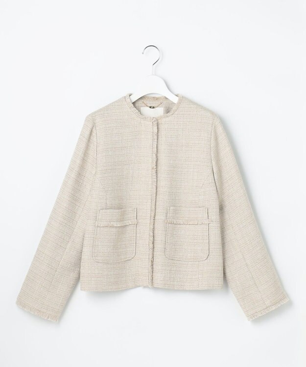 自由区 L 【17号サイズまで展開・カタログ掲載】ライトミックスツイード ジャケット ベージュ