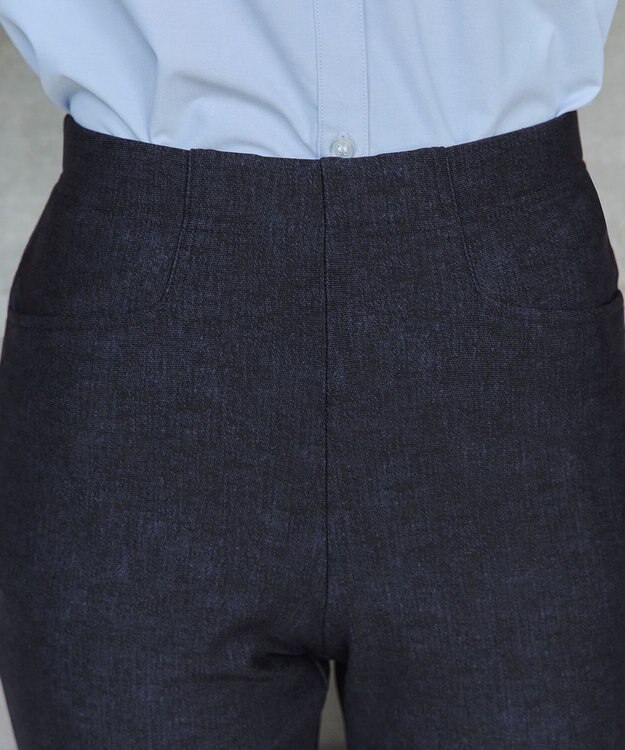 Tiaclasse L 【日本製】メランジプリント裏起毛スリムパンツ ネイビー