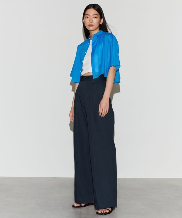 NAVE 【Nave 　洗える】シアークロップド シャツ サックスブルー系