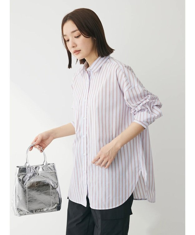 Green Parks イージーケア　ドビーストライプシャツ Sax