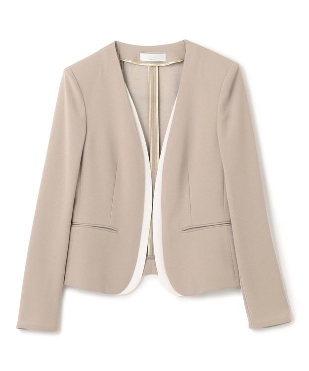 BEIGE， 【洗える・VERY NaVY 11月号掲載】CINDY / ダブルカラージャケット Taupe × White