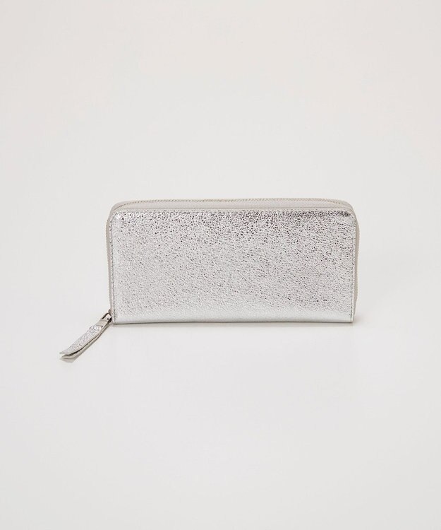 TOPKAPI 【TREASURE TOPKAPI】ウォッシュド レザー メタリック ラウンドファスナー 長財布 シルバー