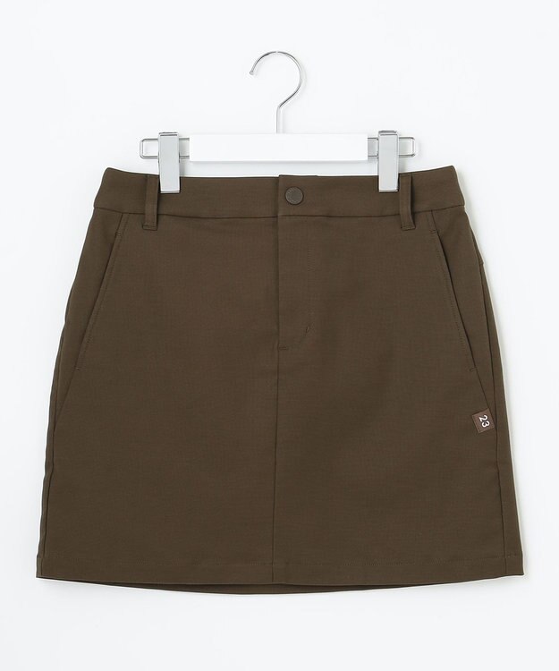 23区GOLF 秋色夏素材【WOMEN】【ストレッチ】シェルタリングオックス 台形スカート ダークブラウン系