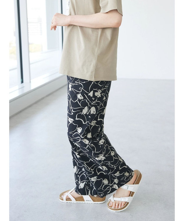 CRAFT STANDARD BOUTIQUE インド綿アソート柄イージーパンツ Black