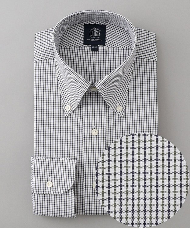 J.PRESS MEN 【PREMIUM PLEATS / 形態安定】タッタソールチェック シャツ / B.D. ダークグリーン系3