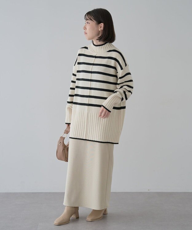 Green Parks 洗えるモックネックニットプルオーバー Off White