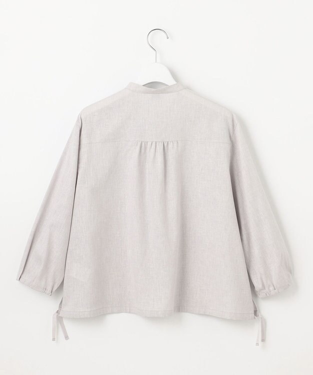 J.PRESS LADIES 【洗える・接触冷感・吸水速乾】麻SOLID バンドカラー シャツ ブラウス グレージュ系