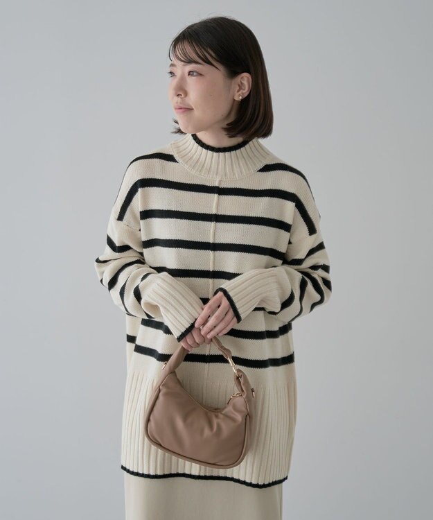 Green Parks 洗えるモックネックニットプルオーバー Off White