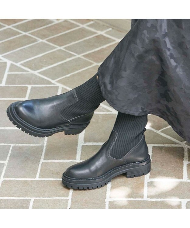 MODE ET JACOMO <MODE ET JACOMO>タンクソールニットブーツ ブラック