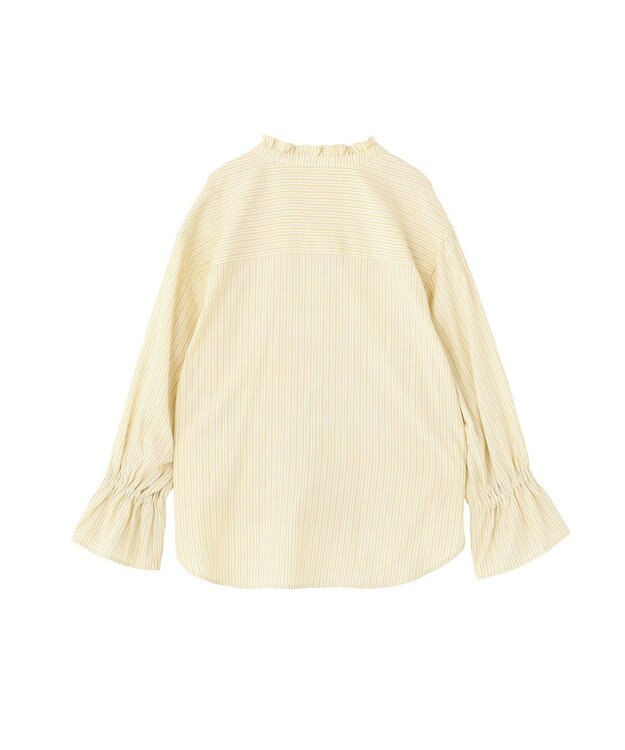 AMERICAN HOLIC スタンドフリルストライプスキッパーブラウス Yellow