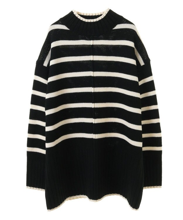 Green Parks 洗えるモックネックニットプルオーバー Black