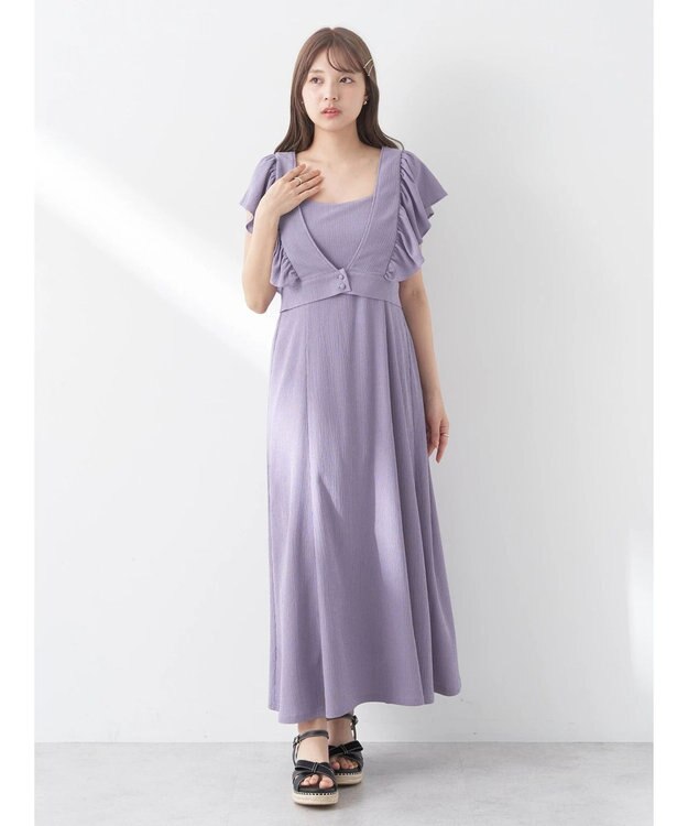 earth music&ecology ＳＥＴ２点　フリルショルダーツーピースワンピース Lavender