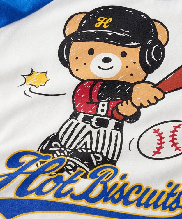 MIKI HOUSE HOT BISCUITS 【家族でおそろい】【80-120cm】ベースボールデザイン ラグラン半袖Tシャツ ブルー