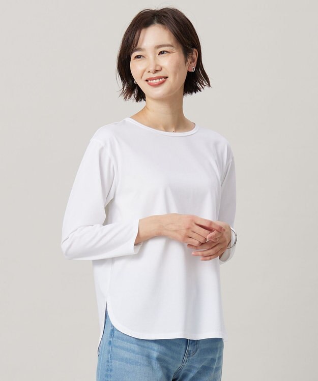 J.PRESS LADIES ベーシックジャージー シャツテール カットソー ホワイト系