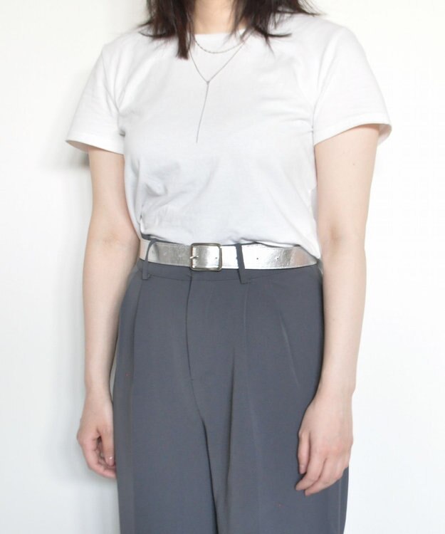 blancle メタリックレザー 幅3cm 長さ110cm ベルト SILVER