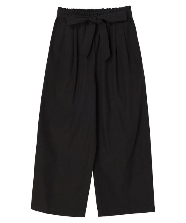 Green Parks 綿麻混リボン付ワイドパンツ Dark Gray