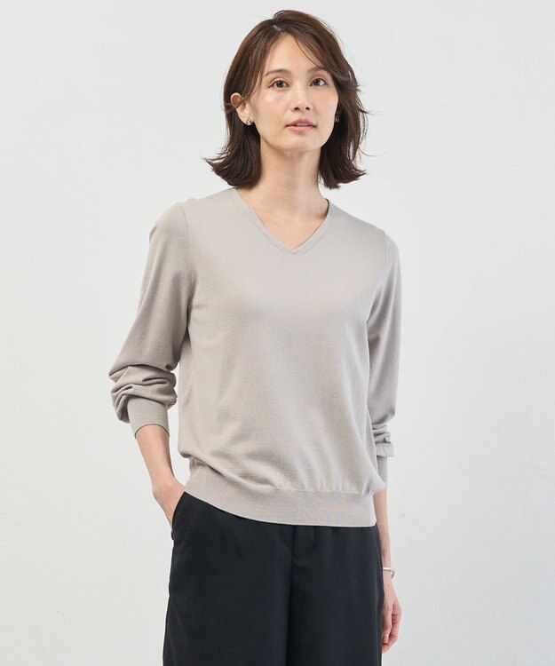 J.PRESS LADIES 【人気のため新色追加】PRINCE Vネック ニット グレージュ系