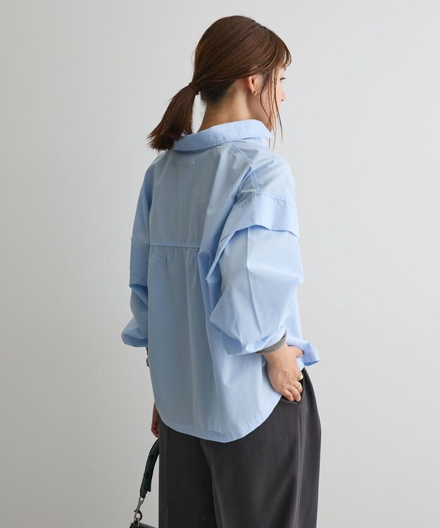 CRAFT STANDARD BOUTIQUE パネルデザインワイドシャツ Sax